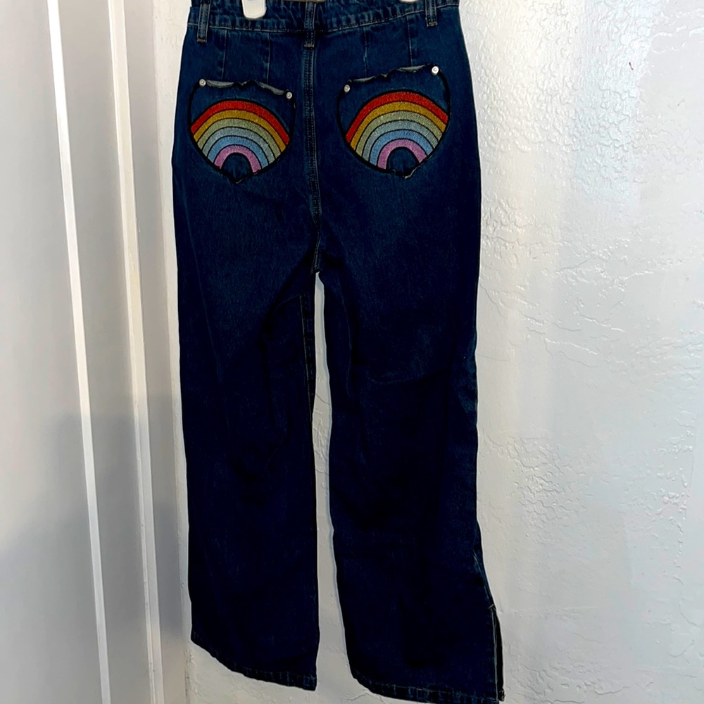Rainbow heart pocket jeans...